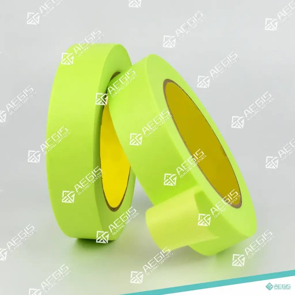 112121-H334 - EXTERIOR PAINTING TAPE - GREEN 100C UV 15-30 DAYS THICKNESS 36MM 1.41 INCH 55M 180 FEET ROLLS BULK PACKAGING