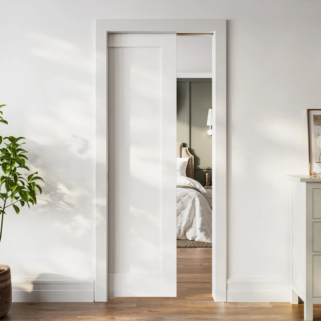 80304 - POCKET SLIDING WOOD INTERIOR DOORS (LEAF ONLY, LEFT, HOLLOW, 1 PANEL, 80", 24")