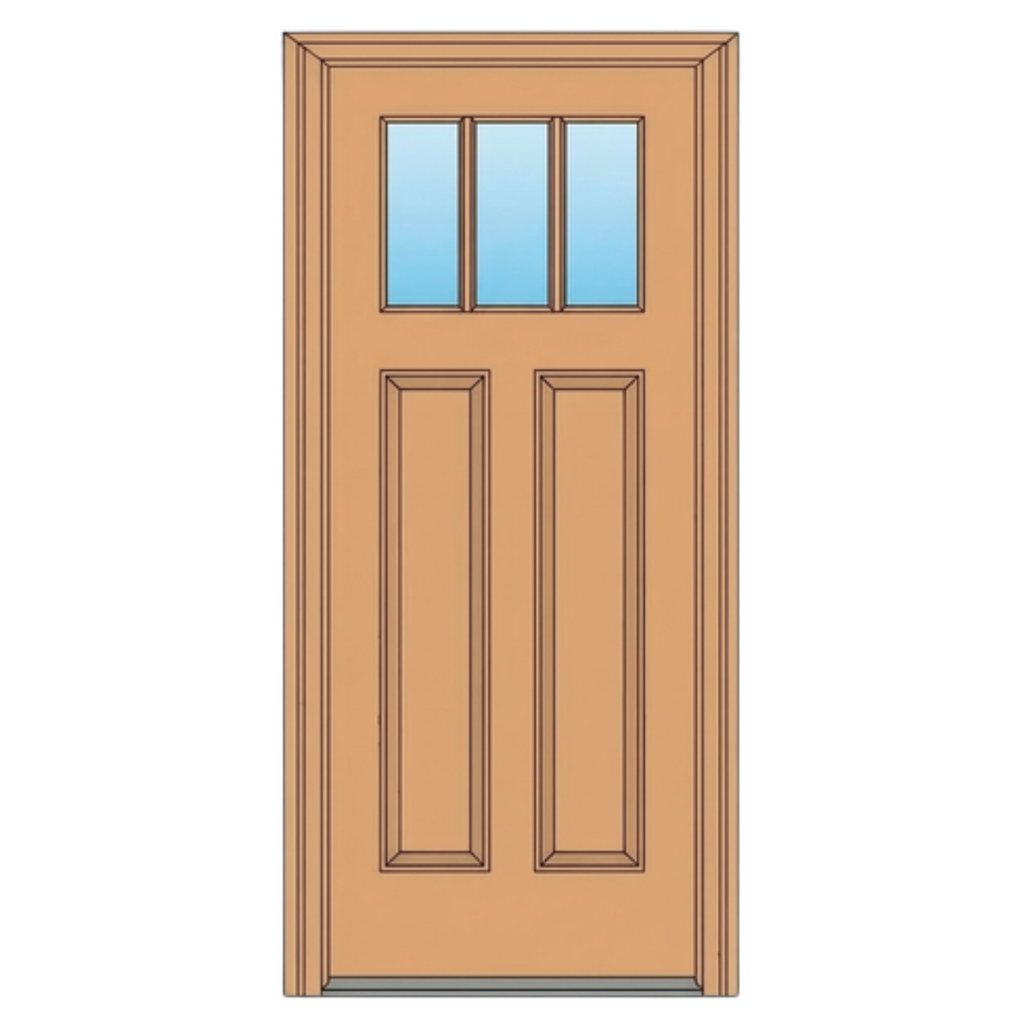 80405 - 3 LITE 2 PANEL EXTERIOR DOOR 20 MINUTE FIRE RATING (LEAF ONLY, LEFT, 80", 24")