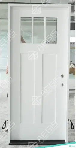 8405 -  3 LITE 2 PANEL EXTERIOR DOOR STEEL SKIN - SINGLE - WOOD EXTERIOR DOOR (LEAF ONLY, LEFT, 80", 24")