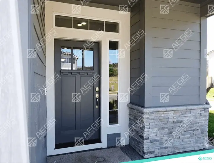 8406 - 3 LITE 2 PANEL WITH DENTIL SHELF - SINGLE - WOOD EXTERIOR DOOR (LEAF ONLY, LEFT, 80", 24")