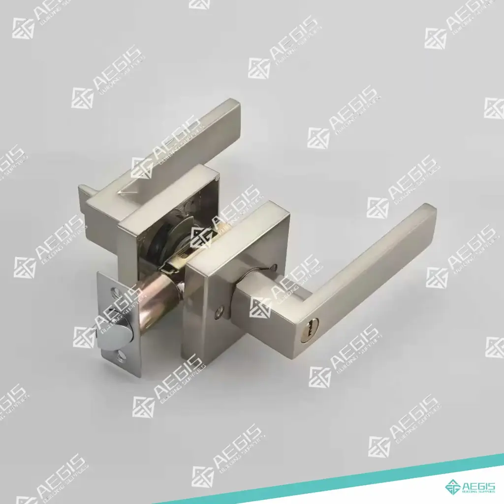 81406 - SQUARE WITH ROUND END THIN DOOR HANDLE LEVER SQUARE COVER (PASSAGE, MATTE BLACK, STAINLESS STEEL [WEIGHT])