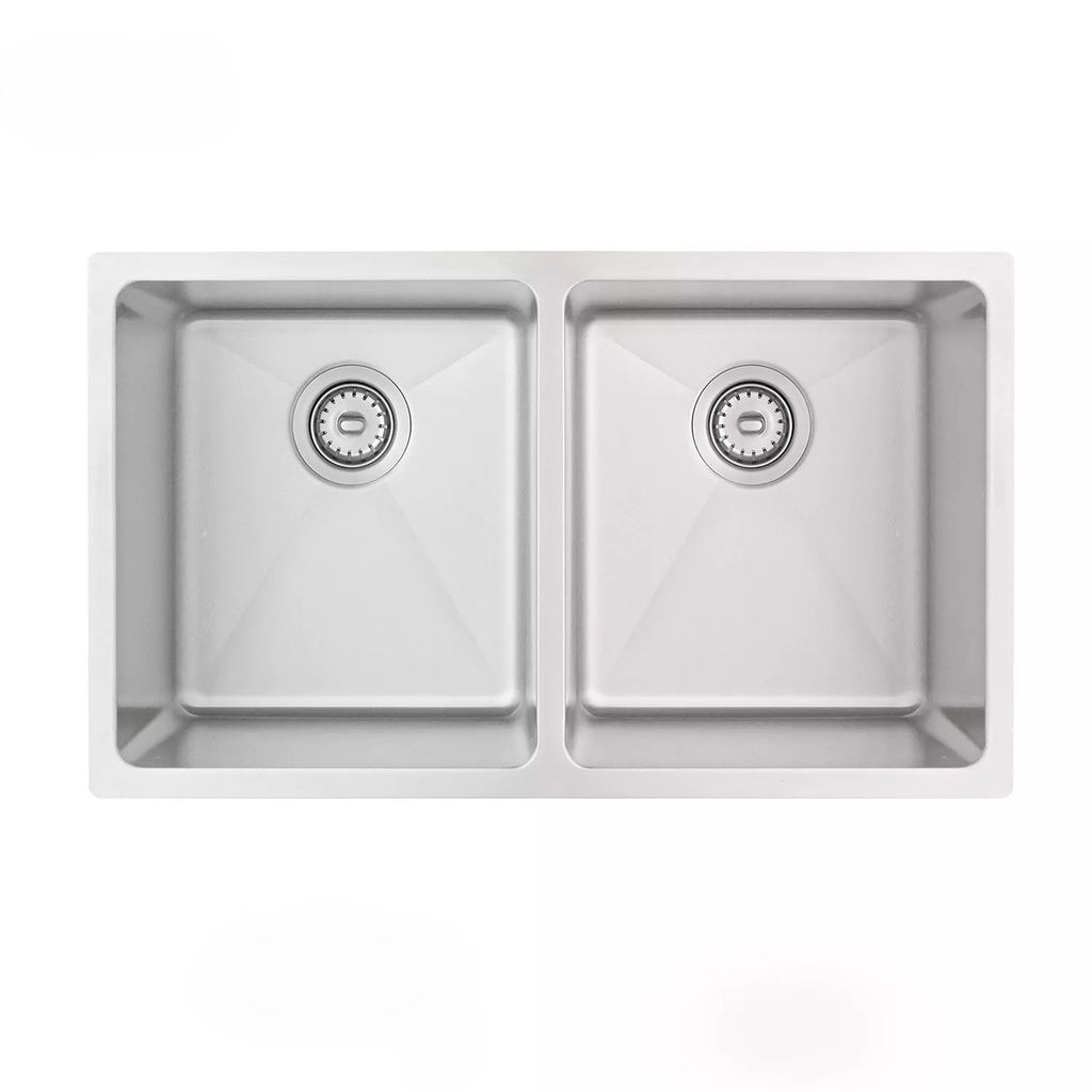 220703 - HANDMADE STAINLESS STEEL DOUBLE BOWL KITCHEN SINK (MATTE BLACK, 30")