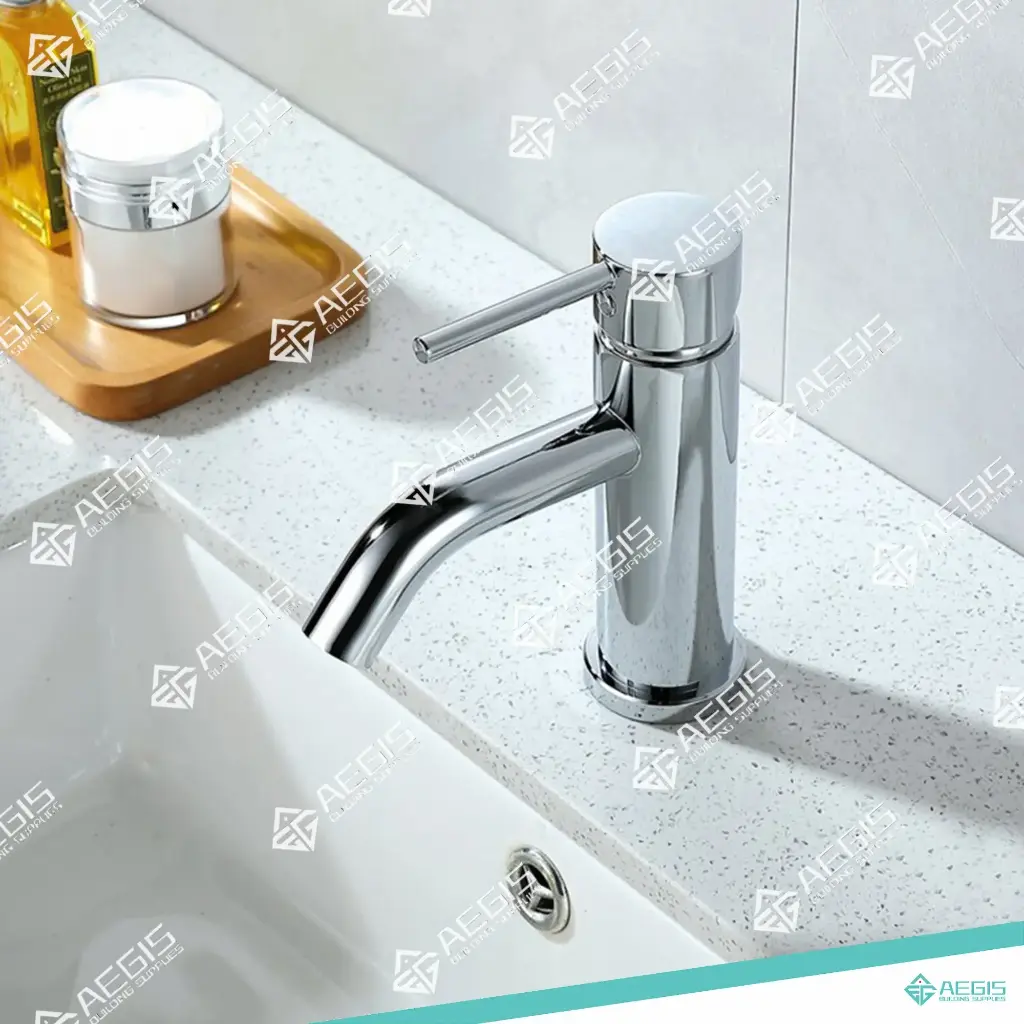 221902 - SINGLE HOLE SMALL ROUND BATHROOM FAUCET ANGLE SPOUT (MATTE BLACK)