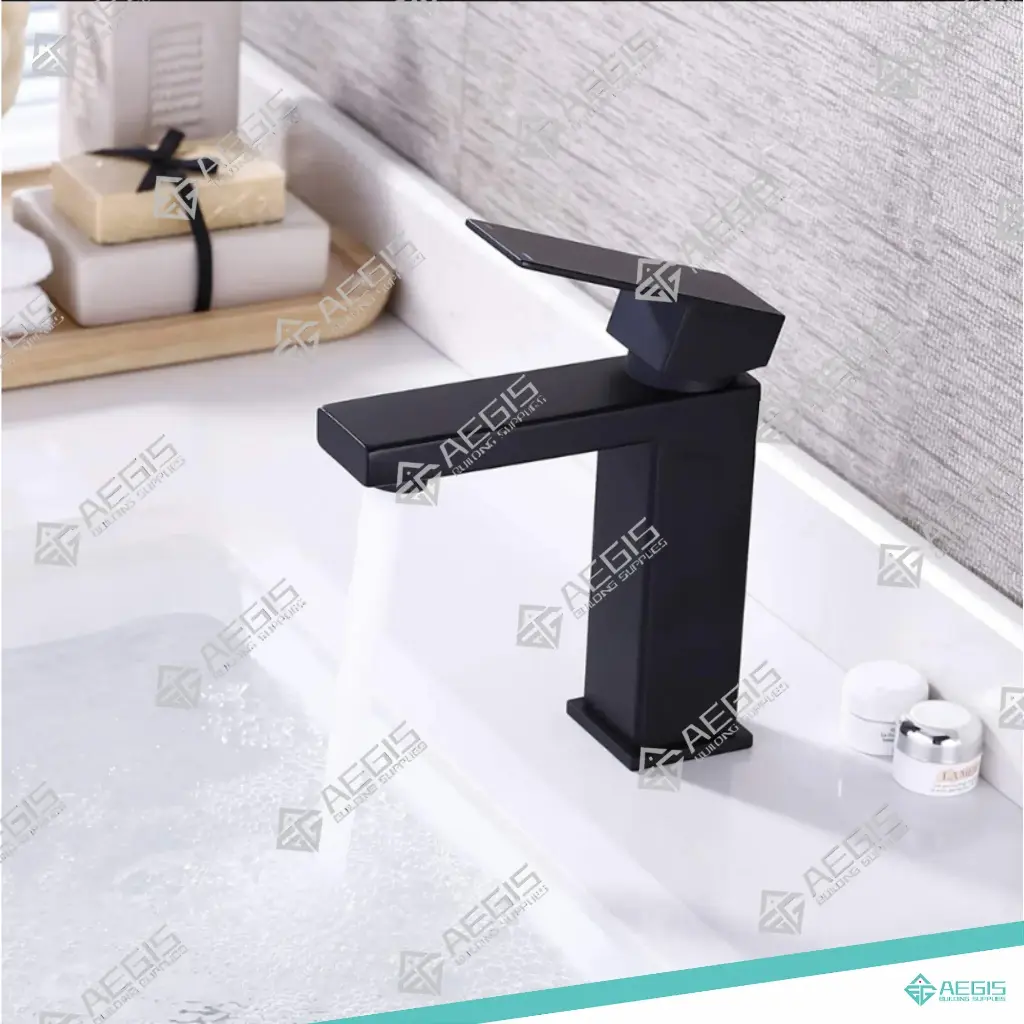 221904 - SINGLE HOLE SQUARE BATHROOM FAUCET (MATTE BLACK)